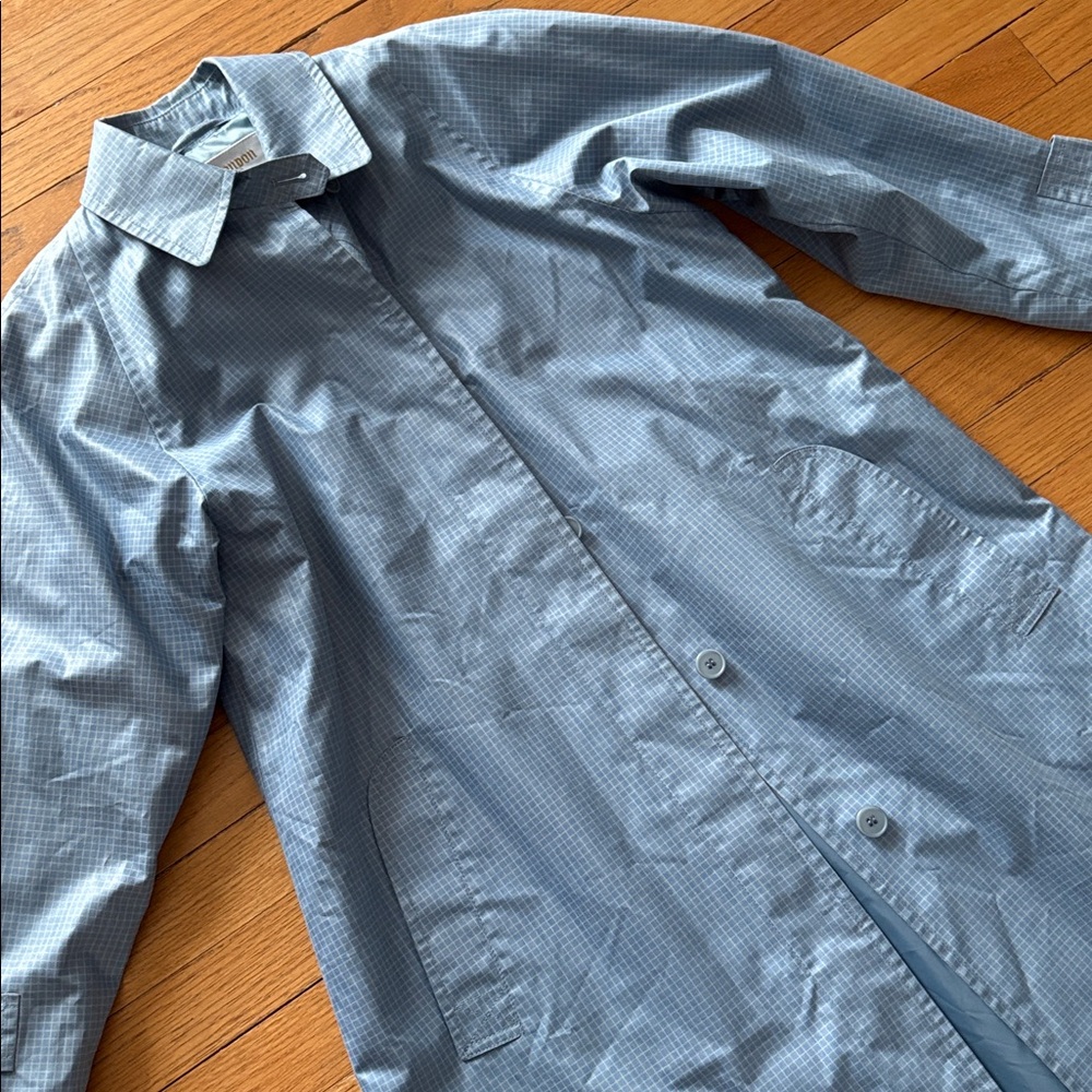 vintage London Fog blue grid raincoat trenchcoat - Picture 2 of 5